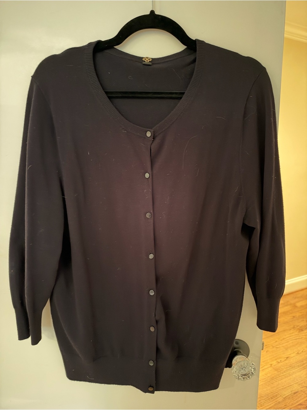 Ann Taylor Black Button-Front V-Neck Cardigan